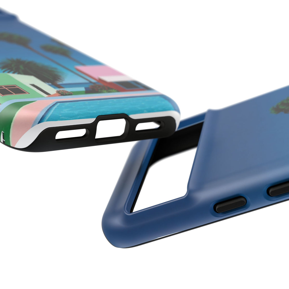 Beach House Phone Case — Pastel Palm Trees Cobalt Blue Sky