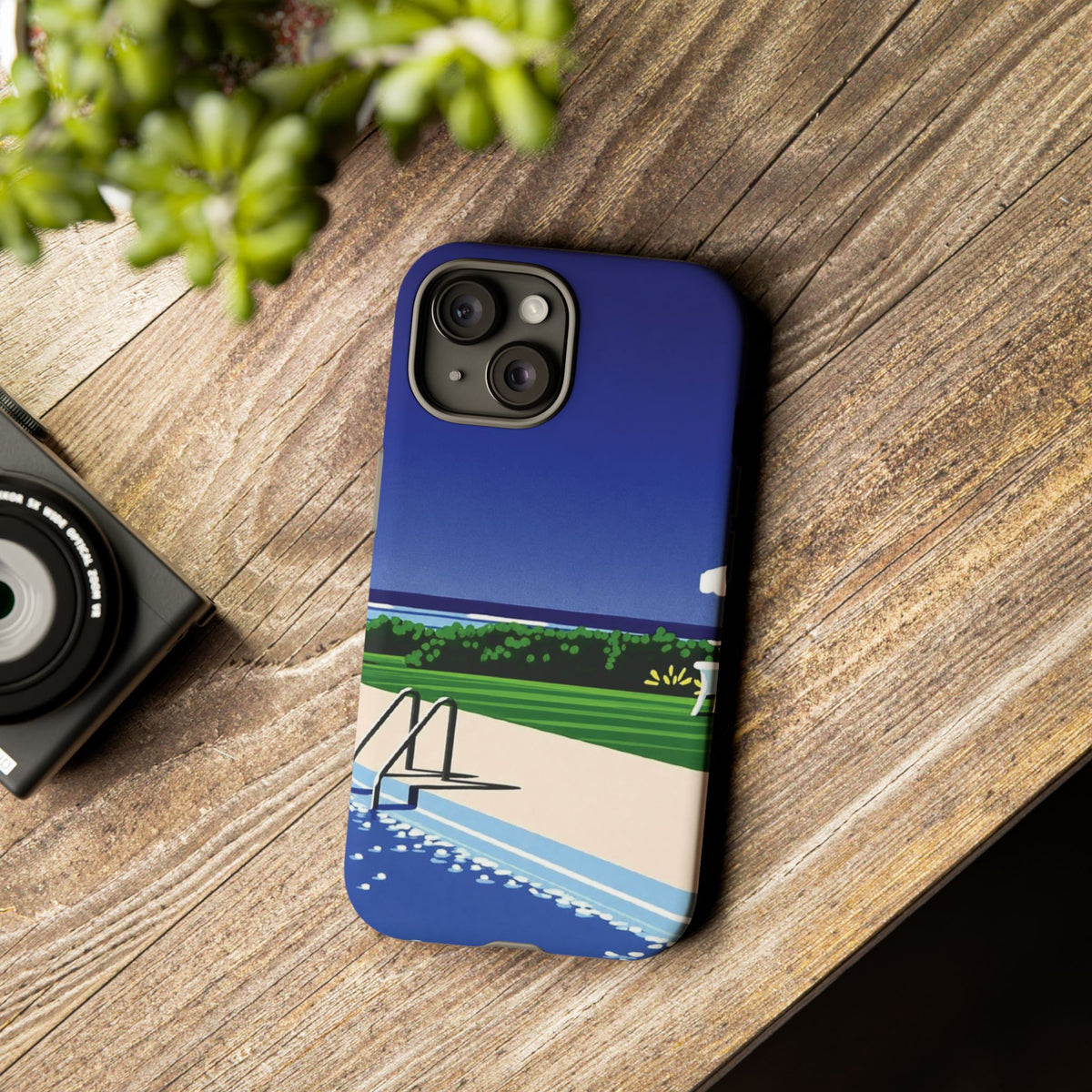 Poolside Phone Case — Bold Blue Summer Art Illustration