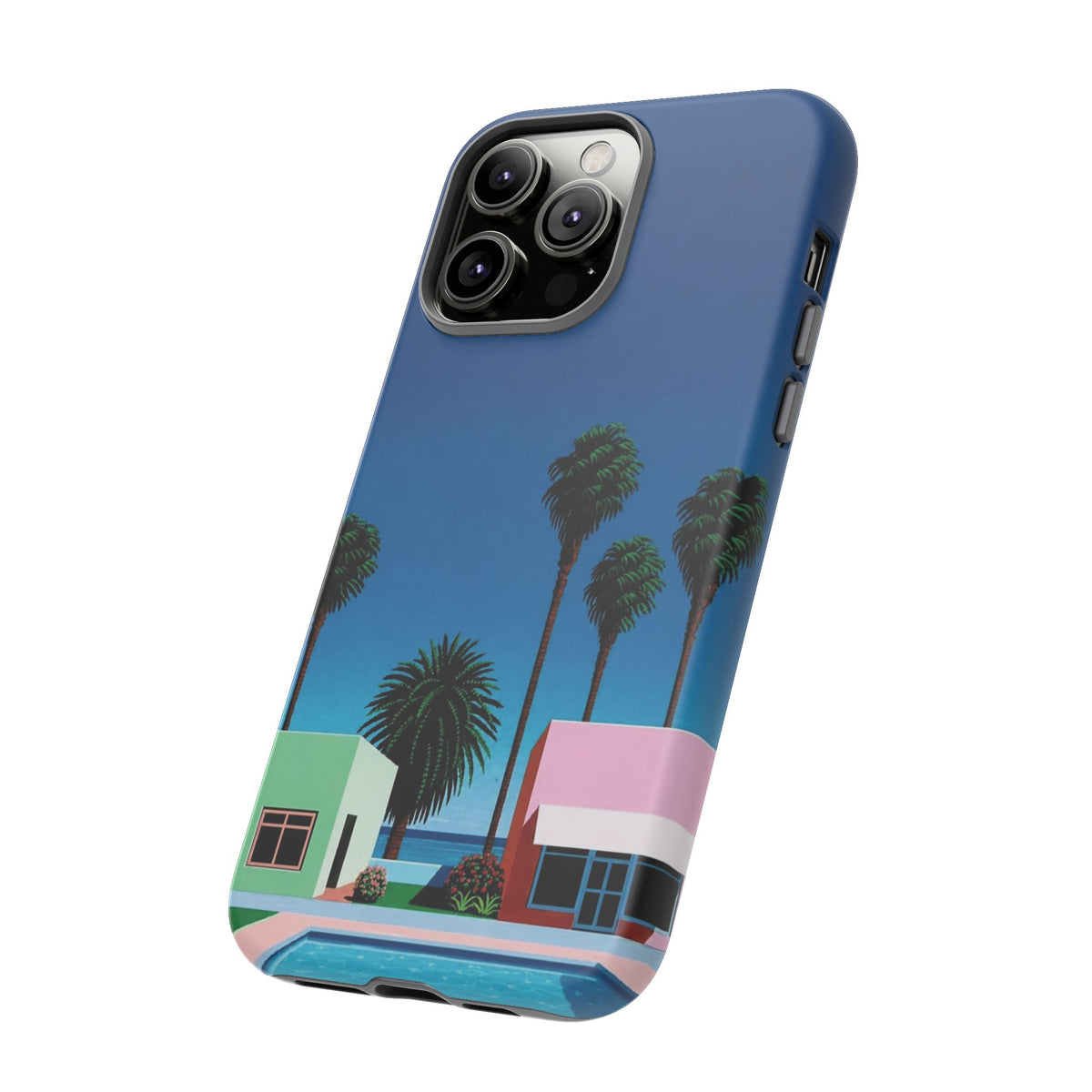 Beach House Phone Case — Pastel Palm Trees Cobalt Blue Sky