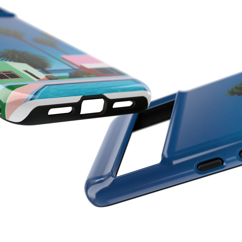 Beach House Phone Case — Pastel Palm Trees Cobalt Blue Sky