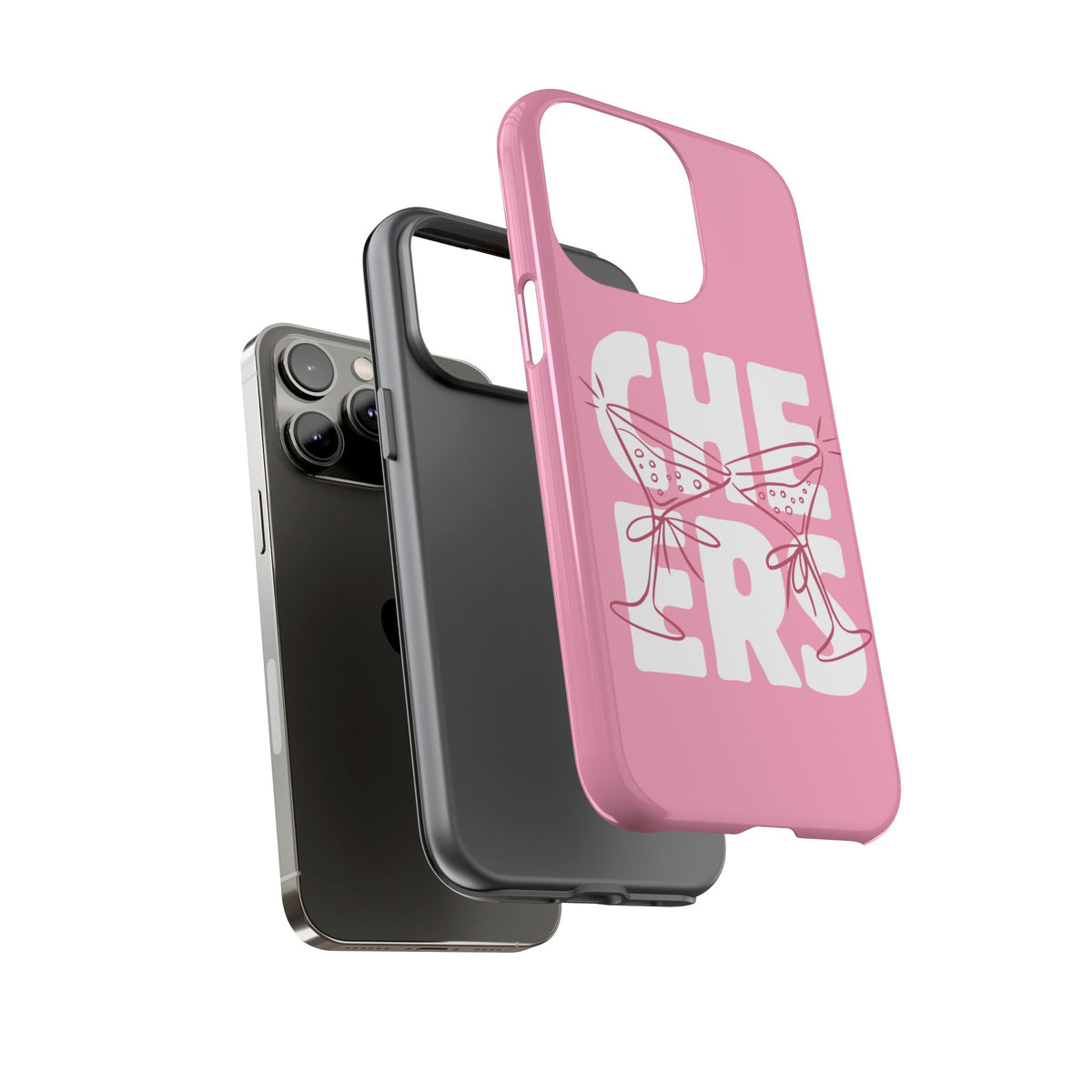 Cheers Phone Case — Pink Martini Glasses Bold Bubblegum