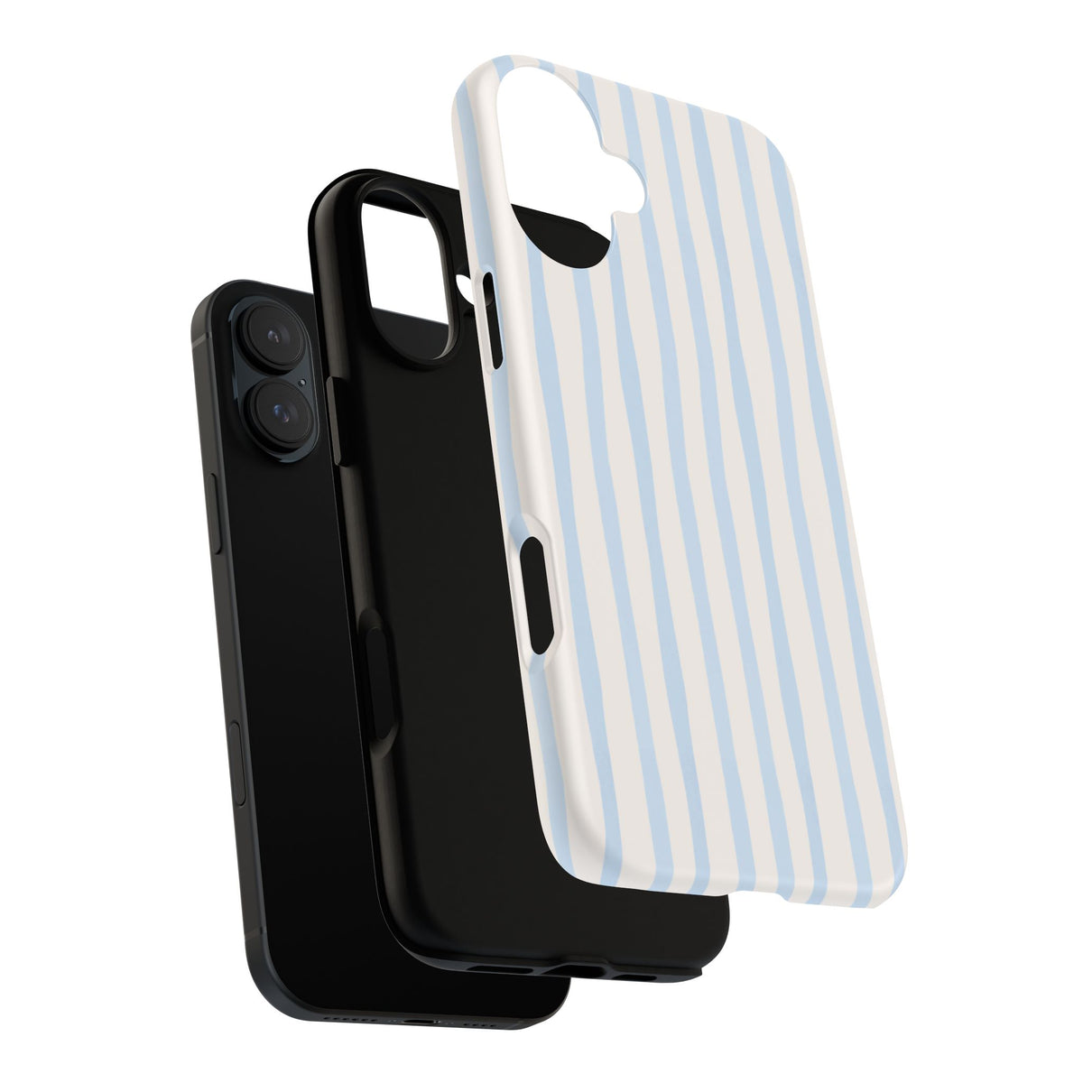 Baby Blue Stripe Phone Case — Soft Wavy Lines Cream Aesthetic