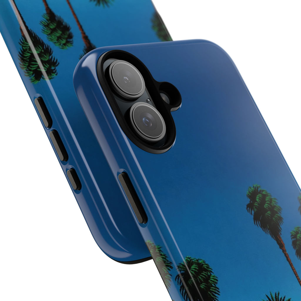 Beach House Phone Case — Pastel Palm Trees Cobalt Blue Sky