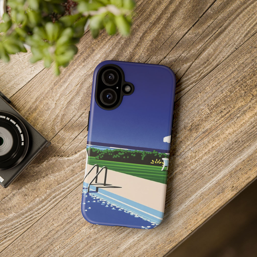 Poolside Phone Case — Bold Blue Summer Art Illustration