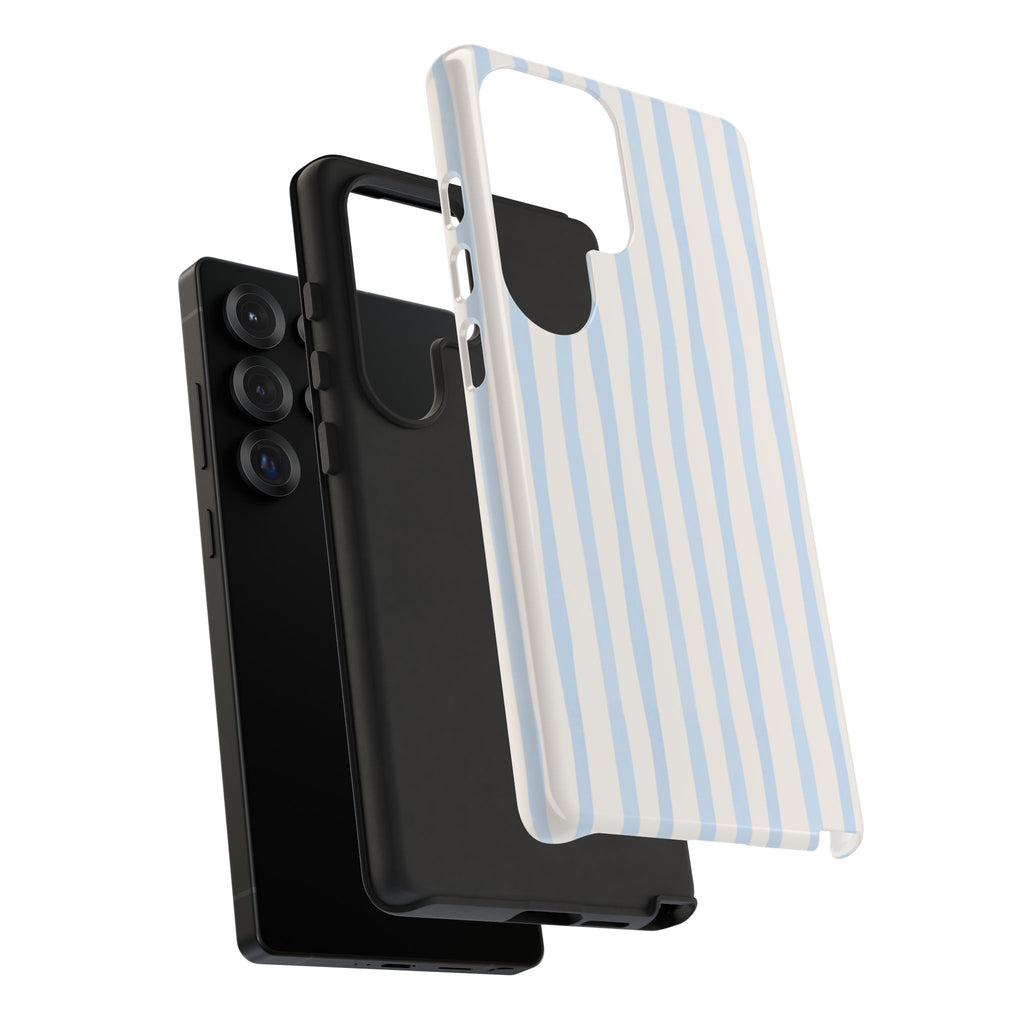 Baby Blue Stripe Phone Case — Soft Wavy Lines Cream Aesthetic