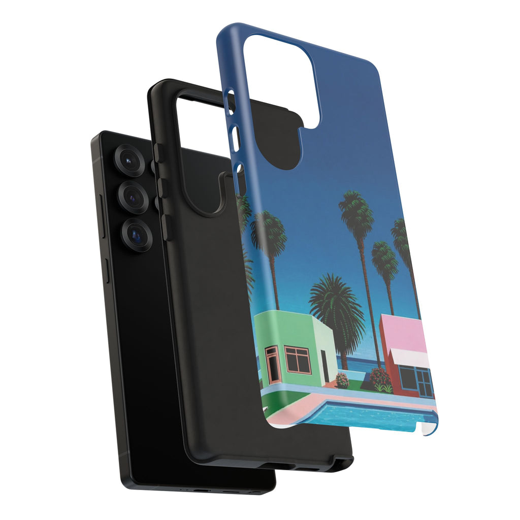 Beach House Phone Case — Pastel Palm Trees Cobalt Blue Sky