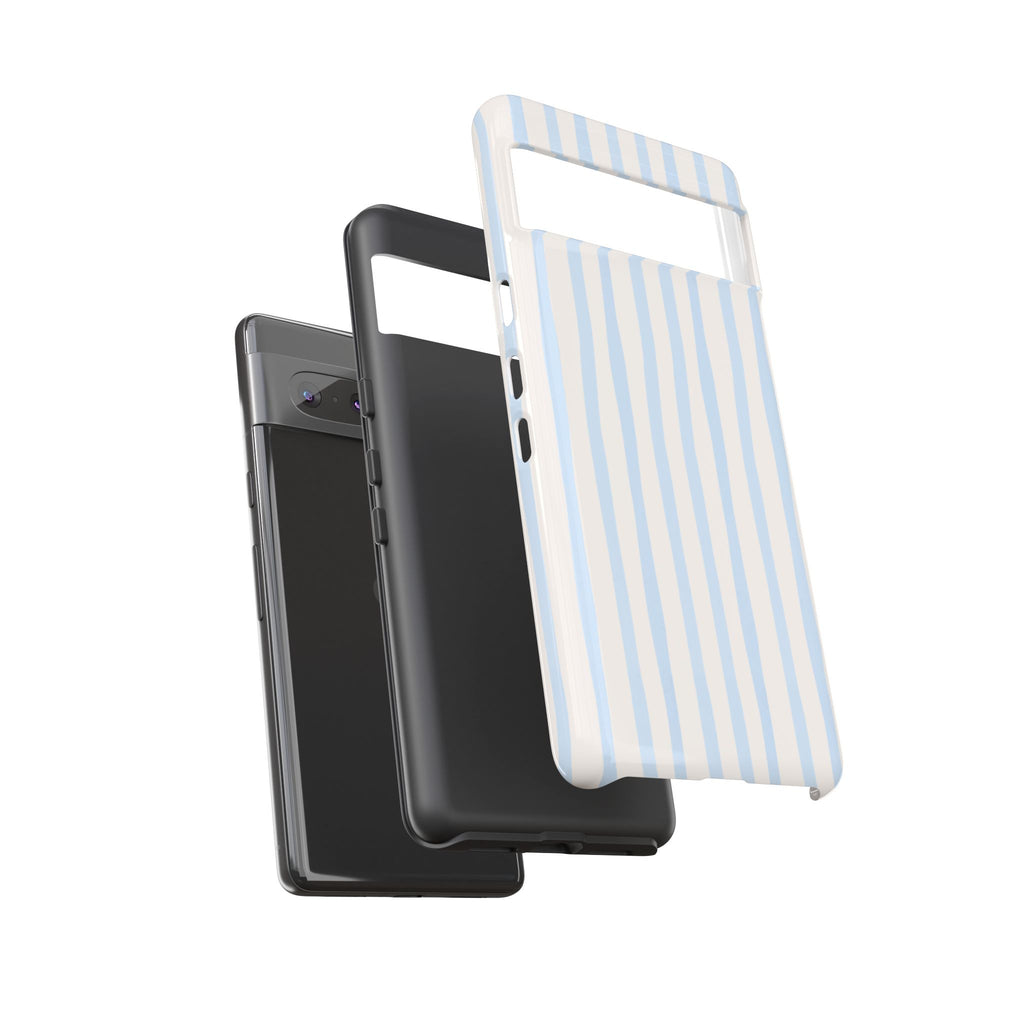 Baby Blue Stripe Phone Case — Soft Wavy Lines Cream Aesthetic