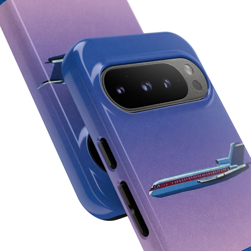 Retro Airplane Phone Case — Purple Night City Vintage Art