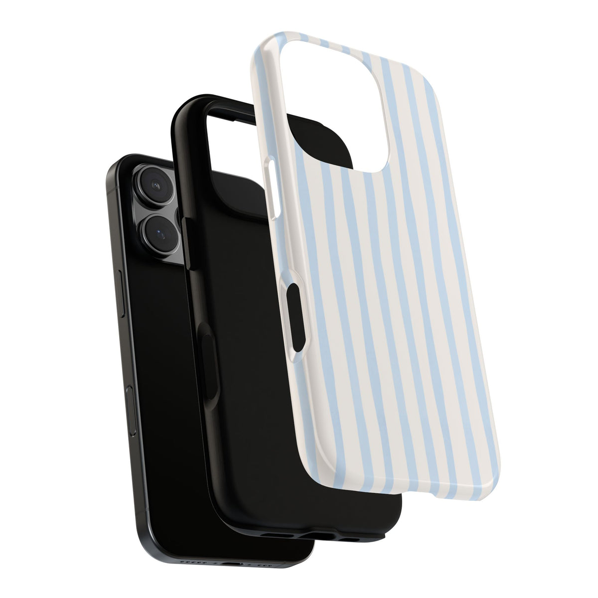 Baby Blue Stripe Phone Case — Soft Wavy Lines Cream Aesthetic