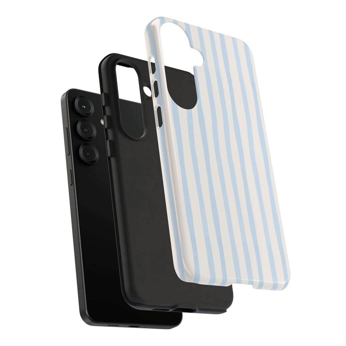 Baby Blue Stripe Phone Case — Soft Wavy Lines Cream Aesthetic