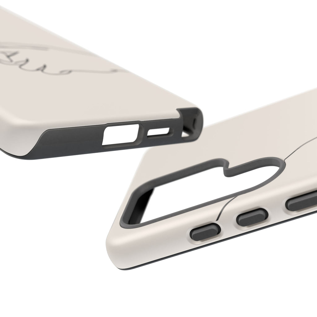 Holding Hands Phone Case — Minimalist Line Art Cream Romantic
