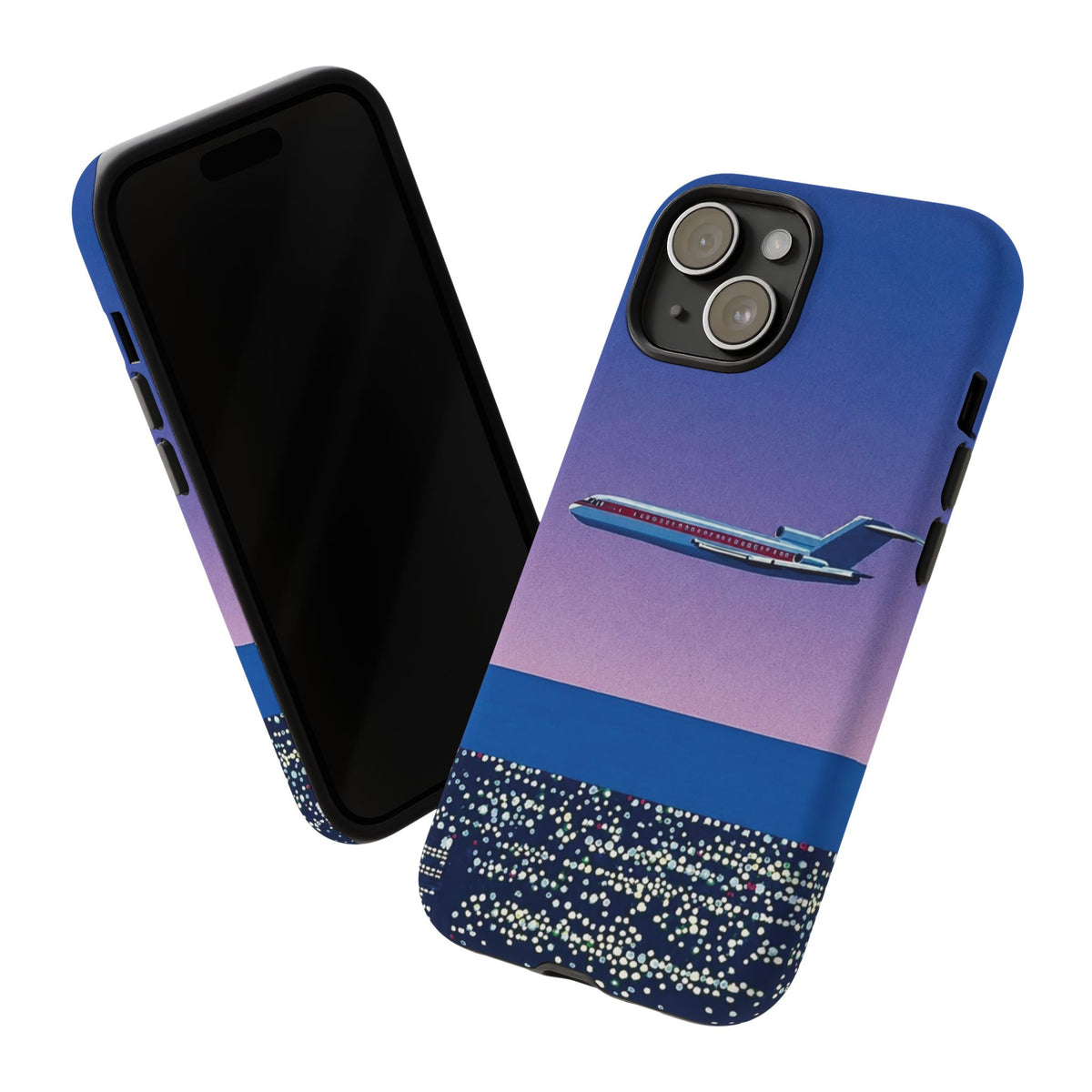 Retro Airplane Phone Case — Purple Night City Vintage Art