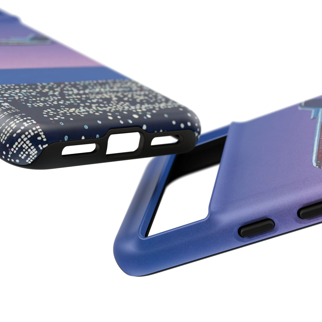 Retro Airplane Phone Case — Purple Night City Vintage Art