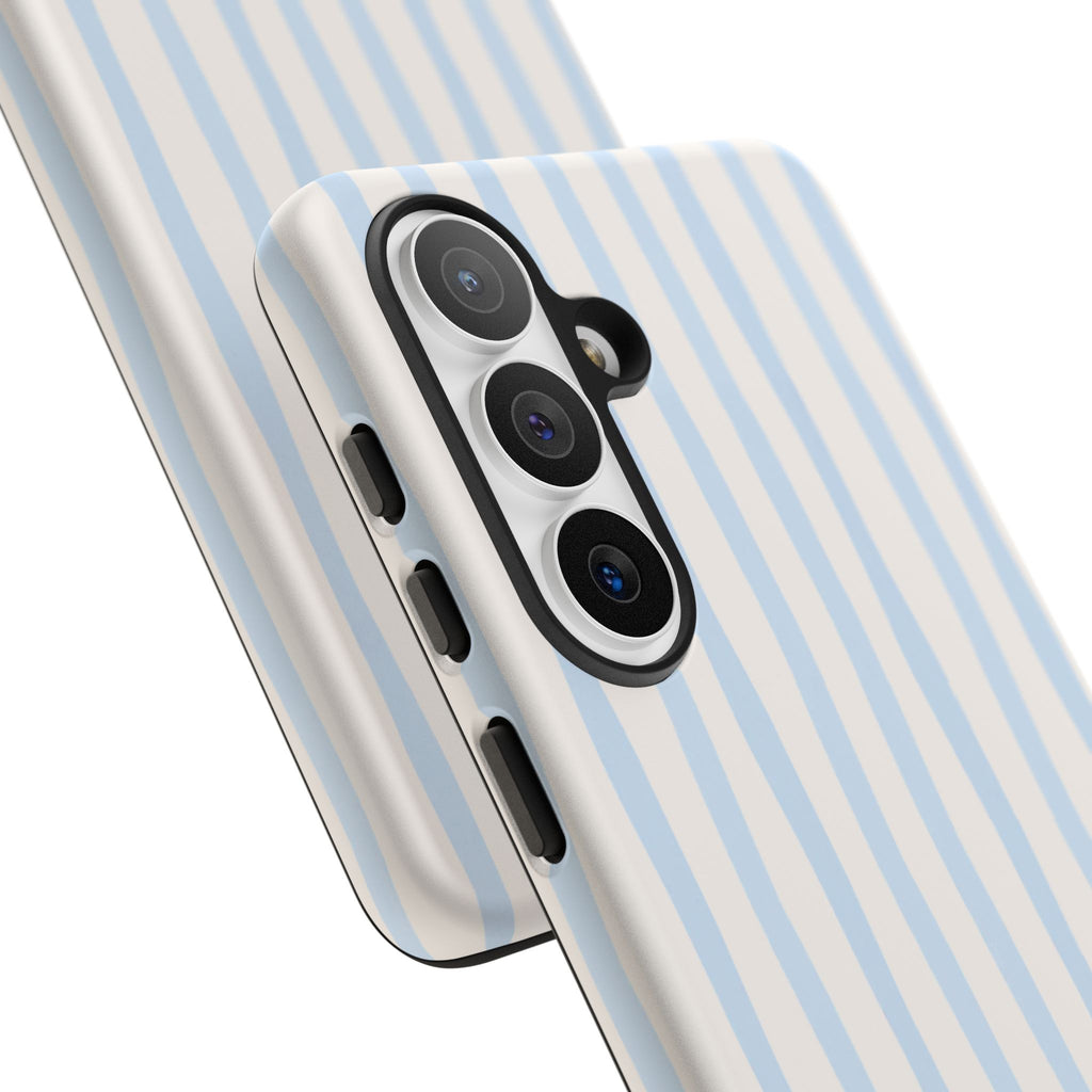 Baby Blue Stripe Phone Case — Soft Wavy Lines Cream Aesthetic