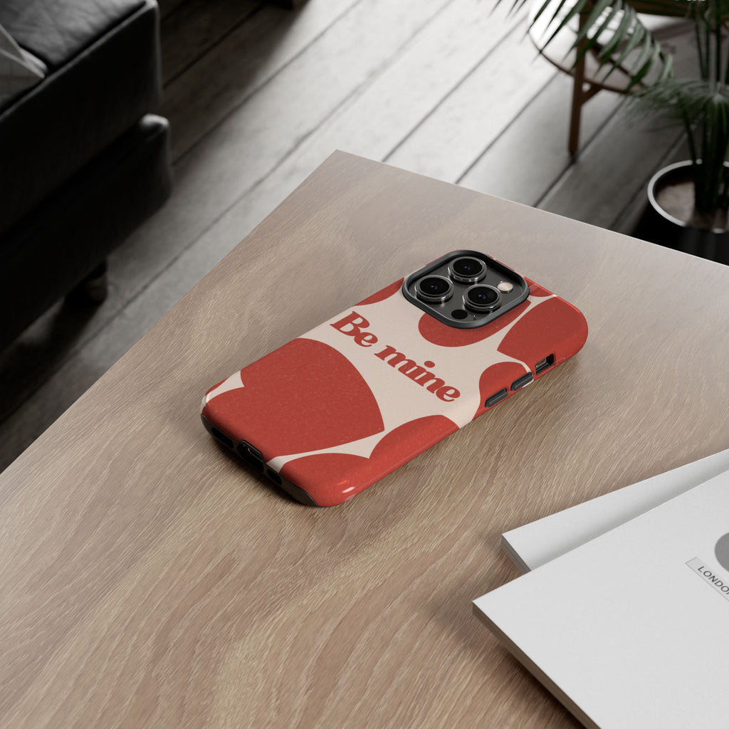 Be Mine Phone Case — Retro Hearts Terracotta Cream Romantic