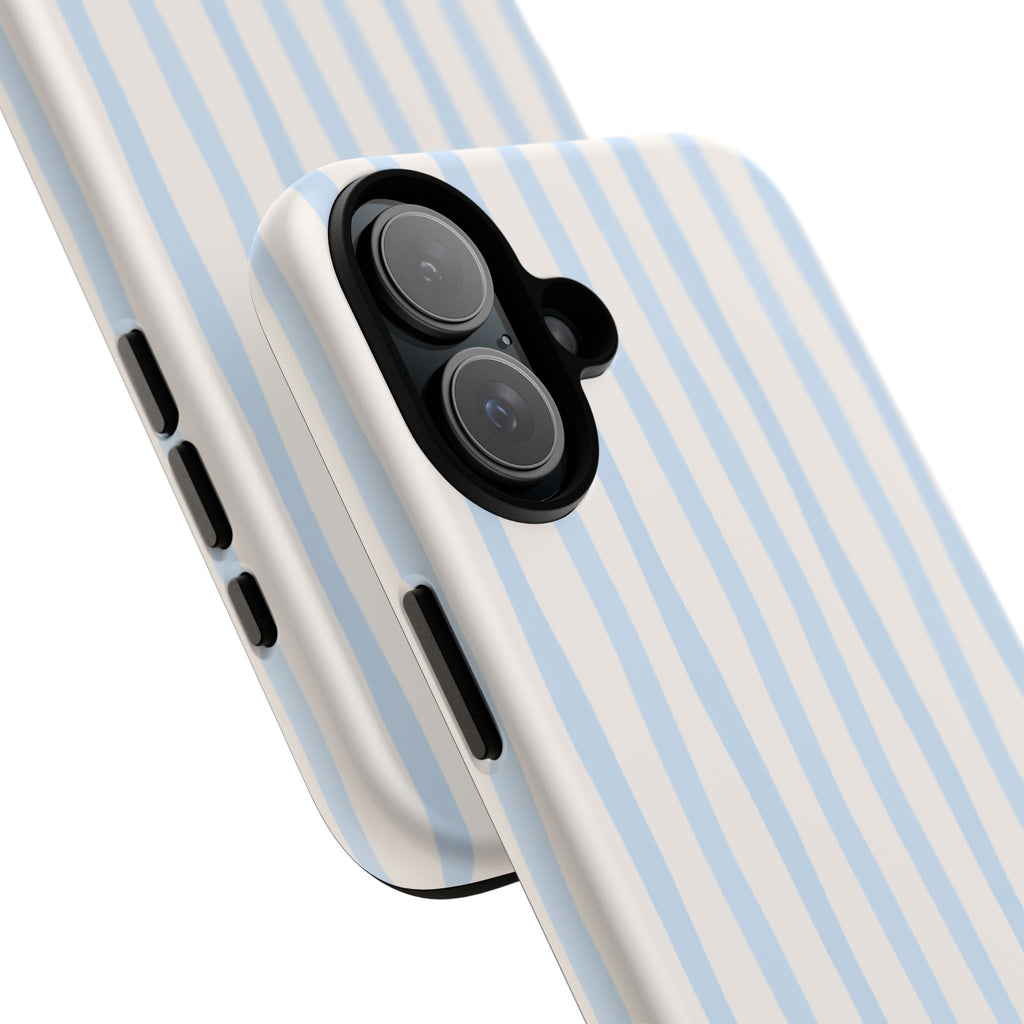 Baby Blue Stripe Phone Case — Soft Wavy Lines Cream Aesthetic