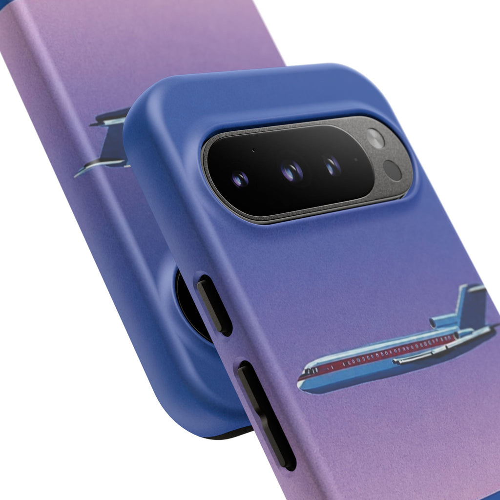 Retro Airplane Phone Case — Purple Night City Vintage Art