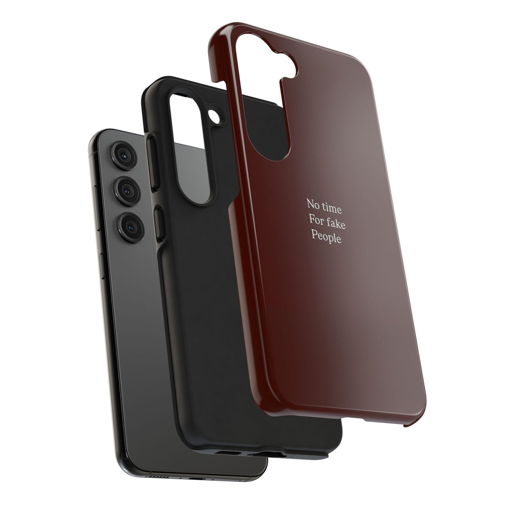 No Time For Fake People Phone Case — Deep Burgundy Minimal
