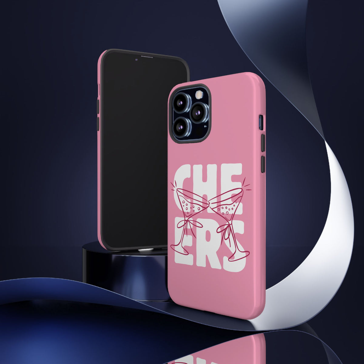 Cheers Phone Case — Pink Martini Glasses Bold Bubblegum