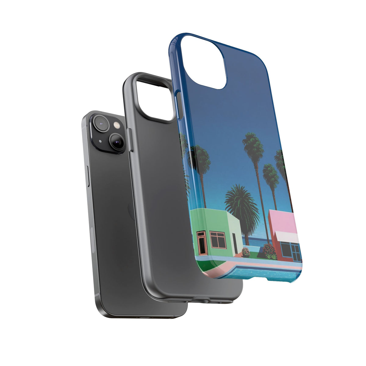 Beach House Phone Case — Pastel Palm Trees Cobalt Blue Sky