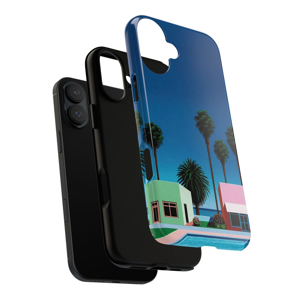 Beach House Phone Case — Pastel Palm Trees Cobalt Blue Sky
