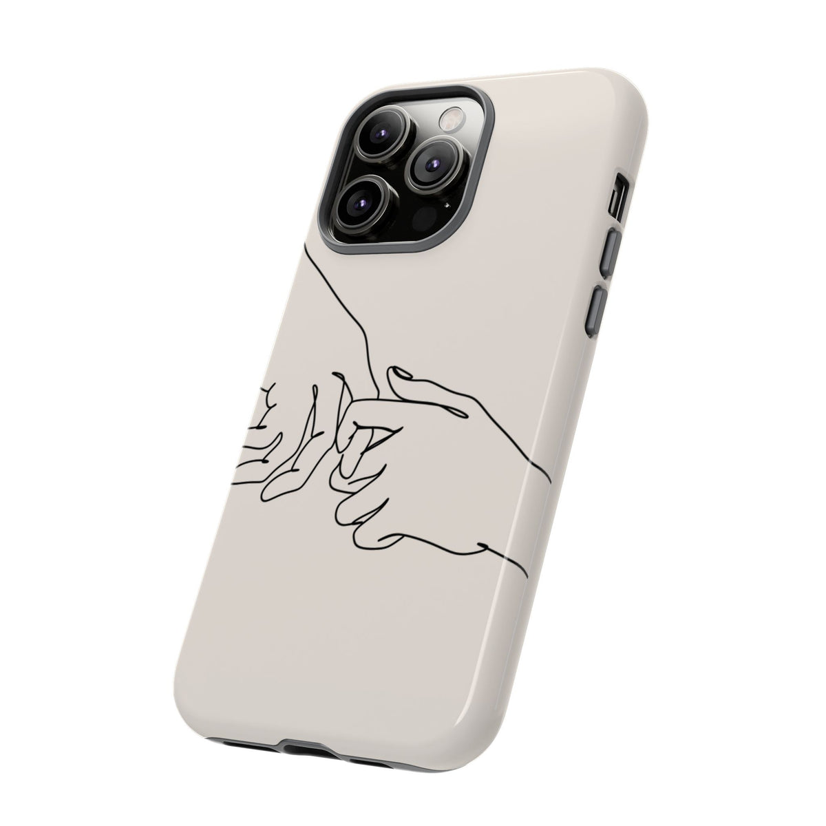 Holding Hands Phone Case — Minimalist Line Art Cream Romantic