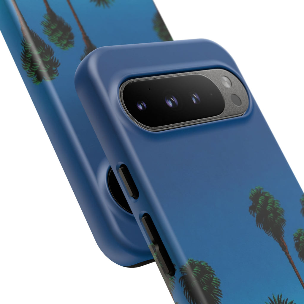 Beach House Phone Case — Pastel Palm Trees Cobalt Blue Sky