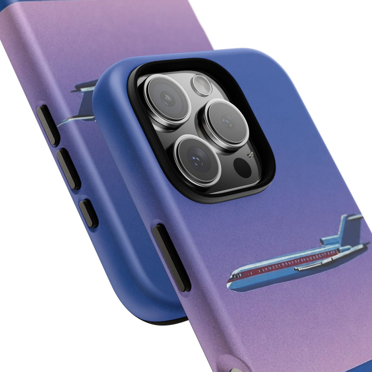 Retro Airplane Phone Case — Purple Night City Vintage Art