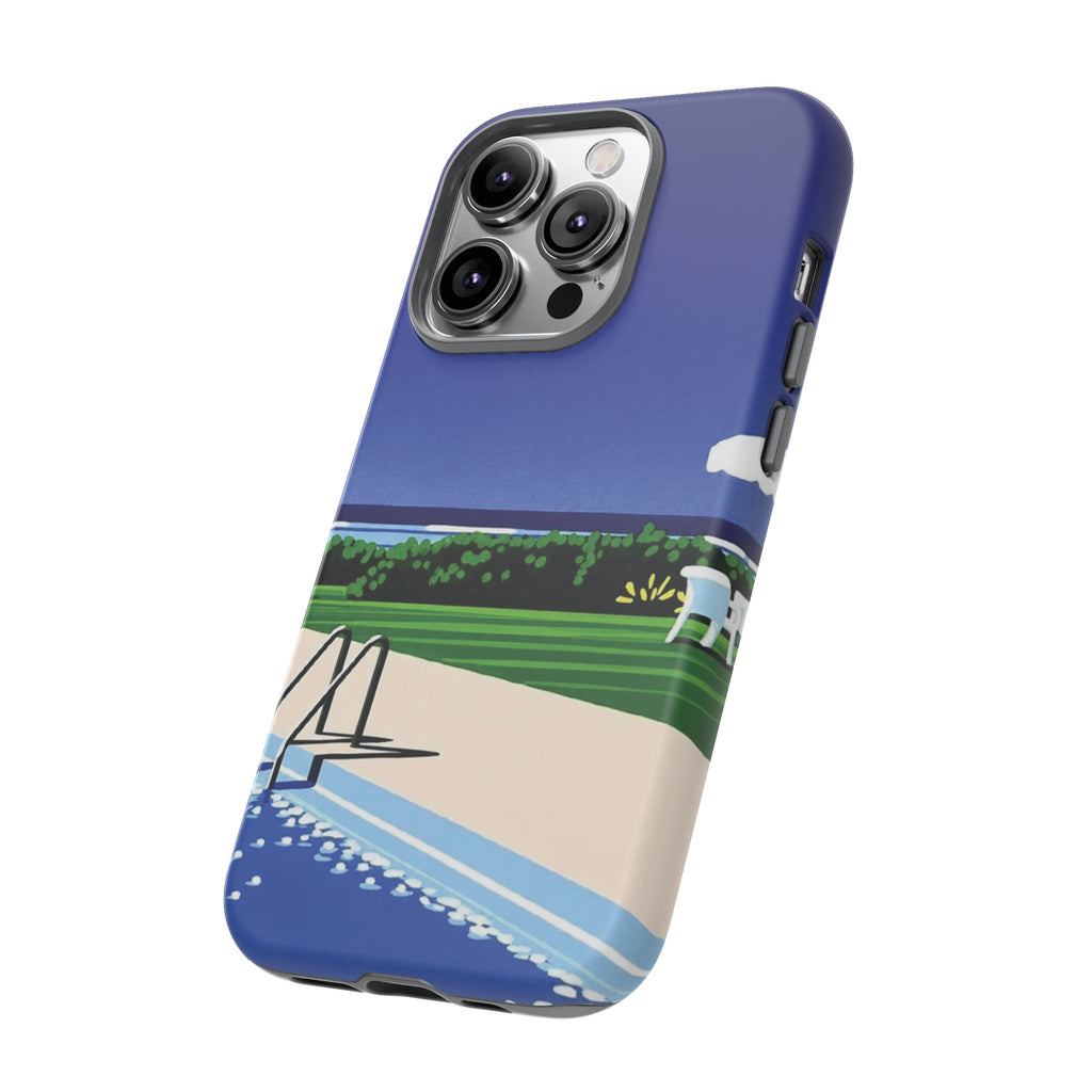 Poolside Phone Case — Bold Blue Summer Art Illustration