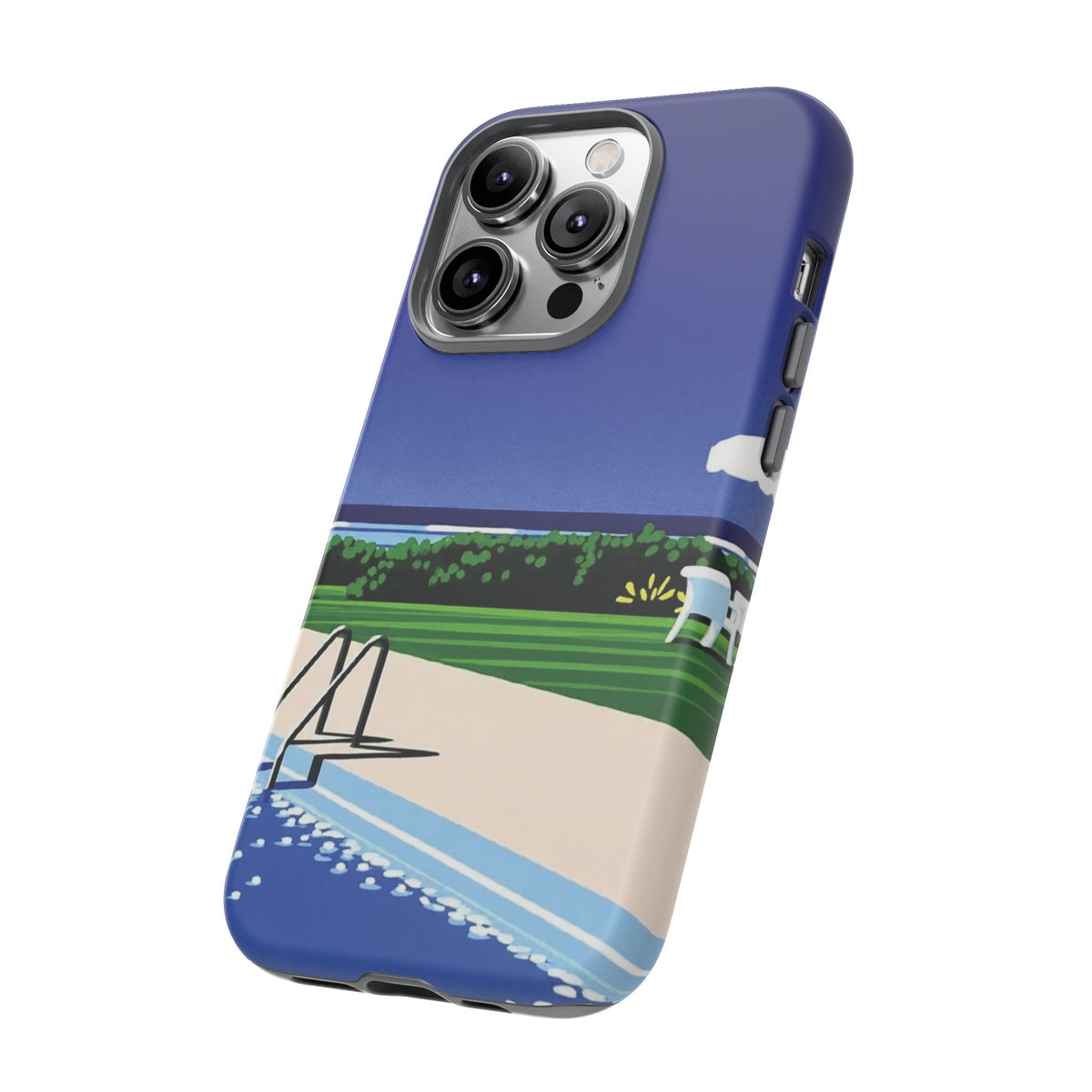 Poolside Phone Case — Bold Blue Summer Art Illustration