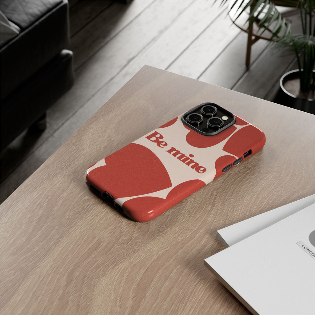 Be Mine Phone Case — Retro Hearts Terracotta Cream Romantic