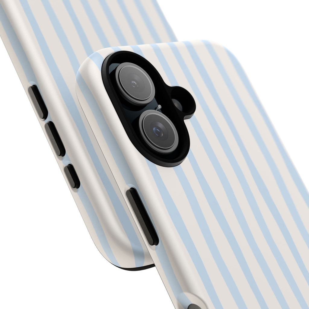 Baby Blue Stripe Phone Case — Soft Wavy Lines Cream Aesthetic