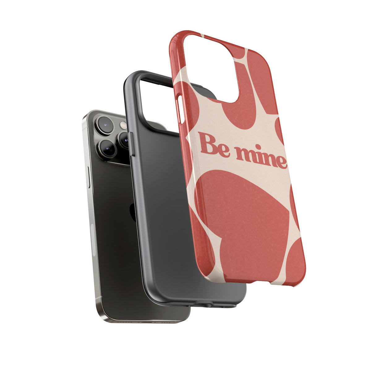 Be Mine Phone Case — Retro Hearts Terracotta Cream Romantic