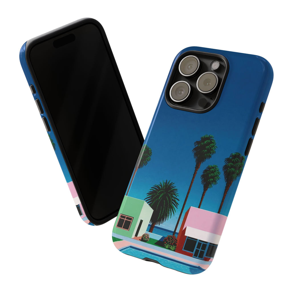 Beach House Phone Case — Pastel Palm Trees Cobalt Blue Sky