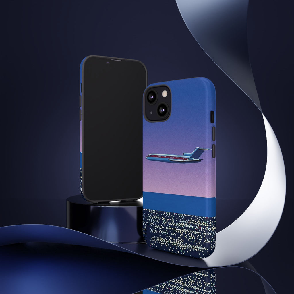 Retro Airplane Phone Case — Purple Night City Vintage Art
