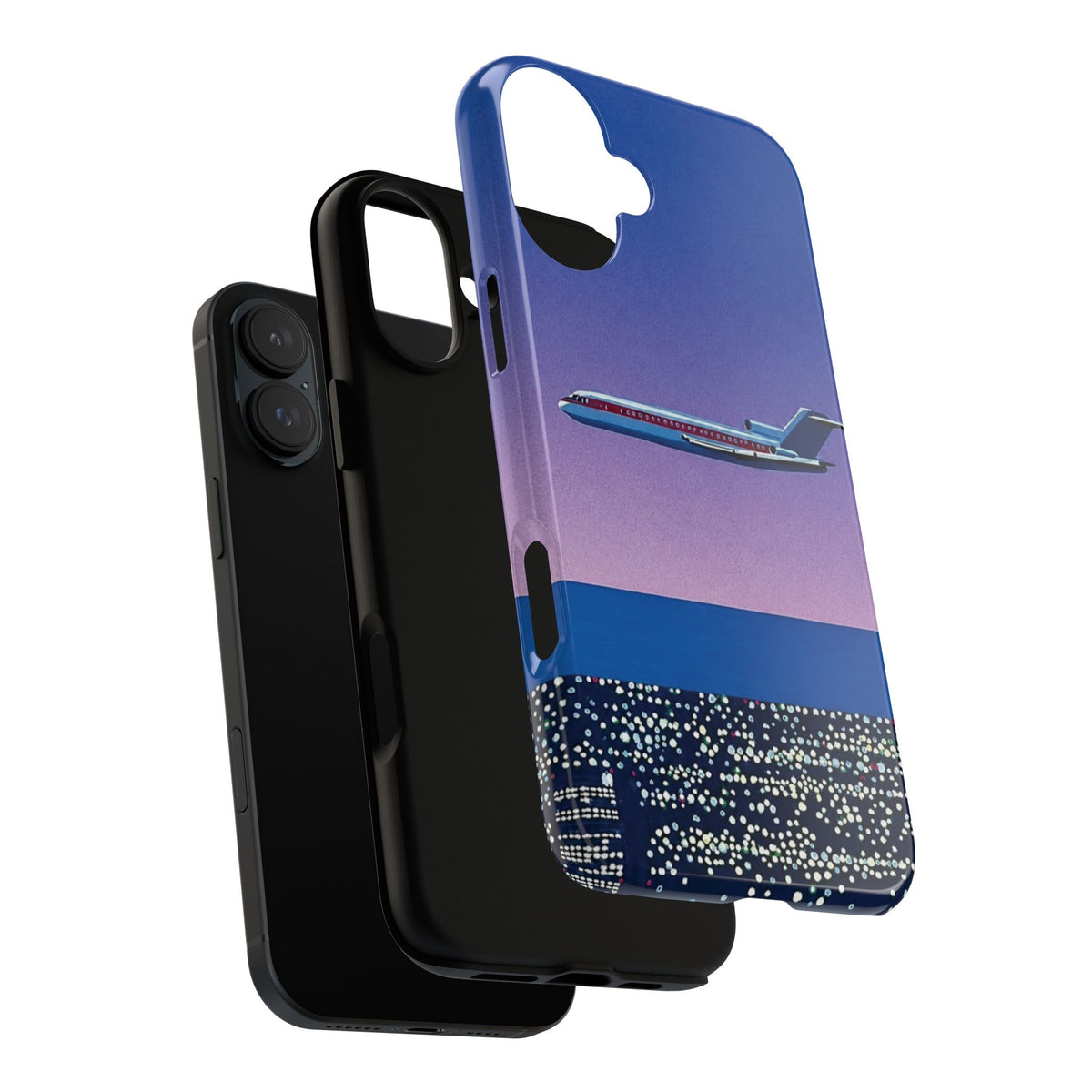 Retro Airplane Phone Case — Purple Night City Vintage Art