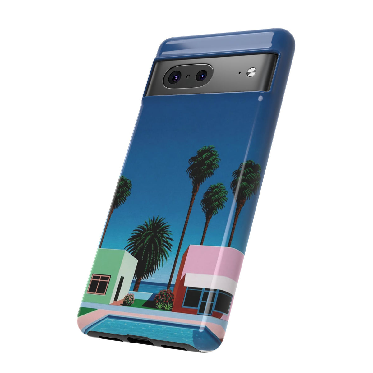 Beach House Phone Case — Pastel Palm Trees Cobalt Blue Sky