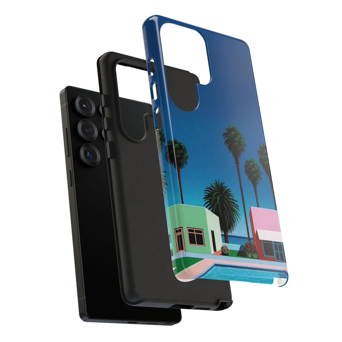 Beach House Phone Case — Pastel Palm Trees Cobalt Blue Sky