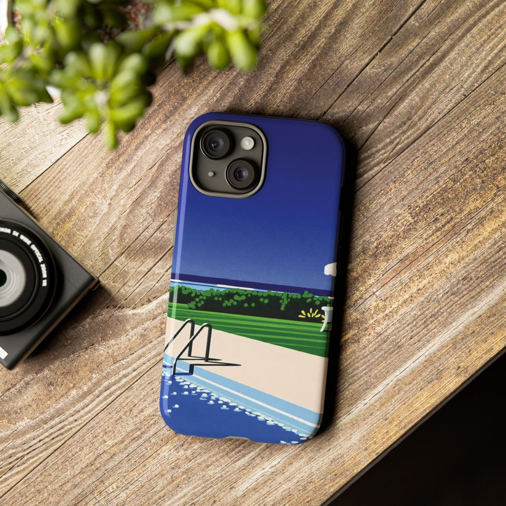 Poolside Phone Case — Bold Blue Summer Art Illustration