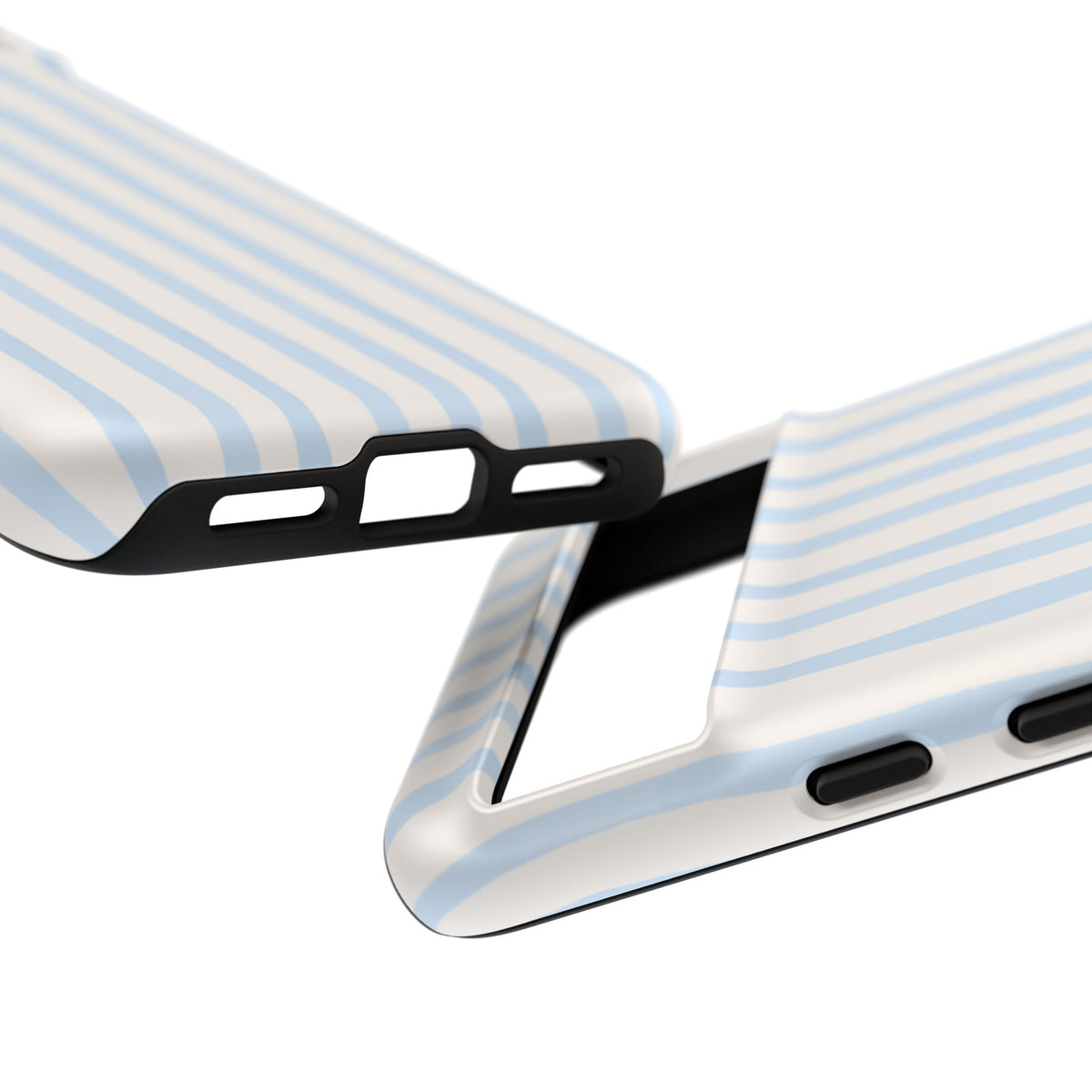 Baby Blue Stripe Phone Case — Soft Wavy Lines Cream Aesthetic