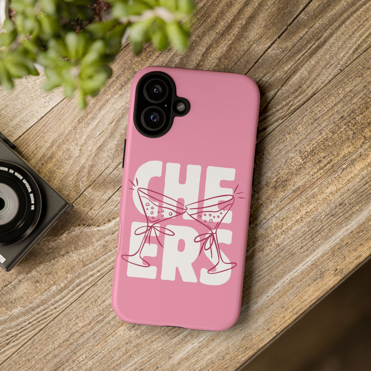 Cheers Phone Case — Pink Martini Glasses Bold Bubblegum