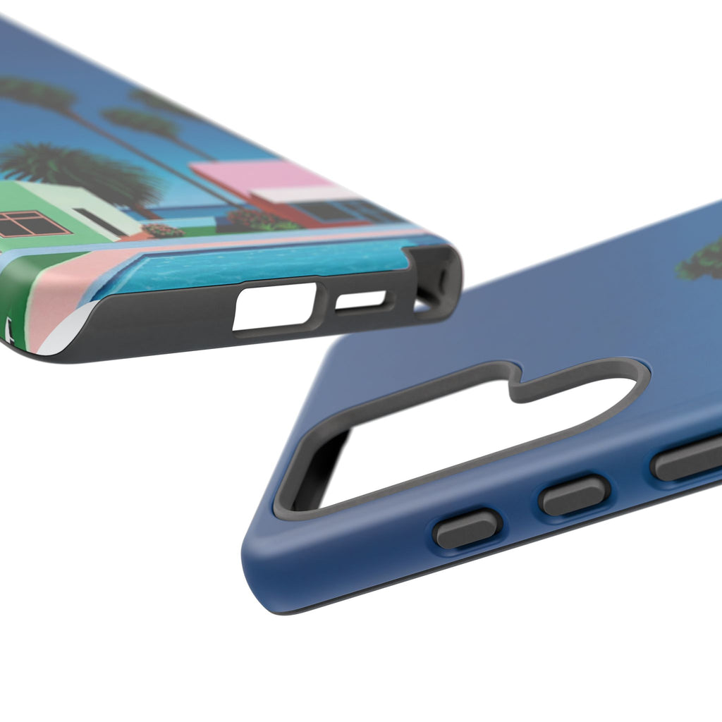 Beach House Phone Case — Pastel Palm Trees Cobalt Blue Sky