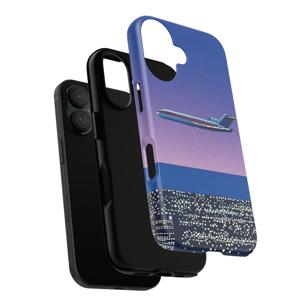 Retro Airplane Phone Case — Purple Night City Vintage Art