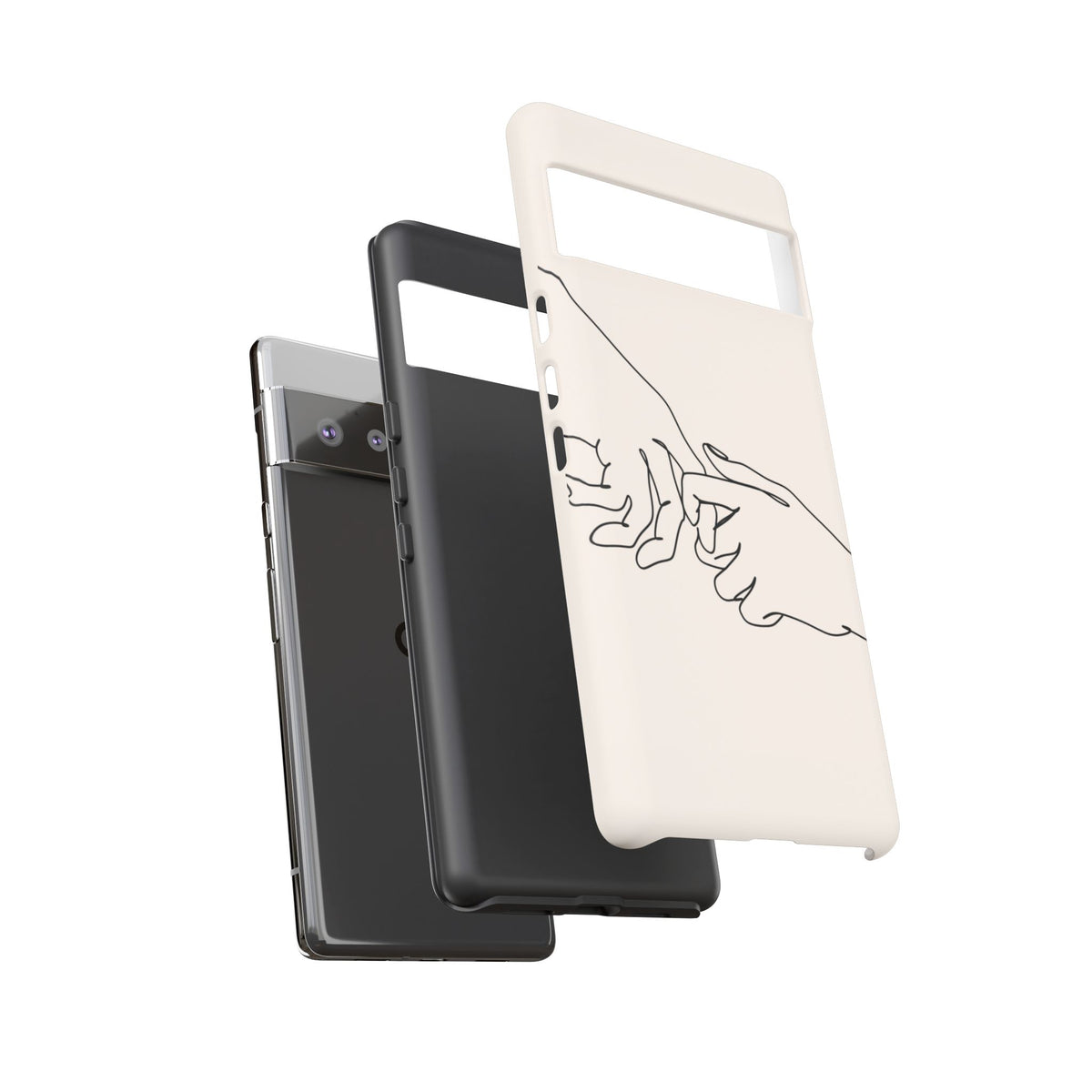 Holding Hands Phone Case — Minimalist Line Art Cream Romantic