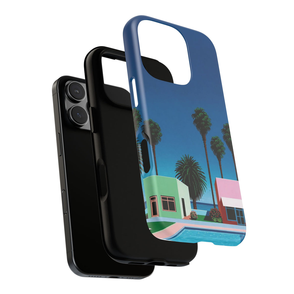 Beach House Phone Case — Pastel Palm Trees Cobalt Blue Sky