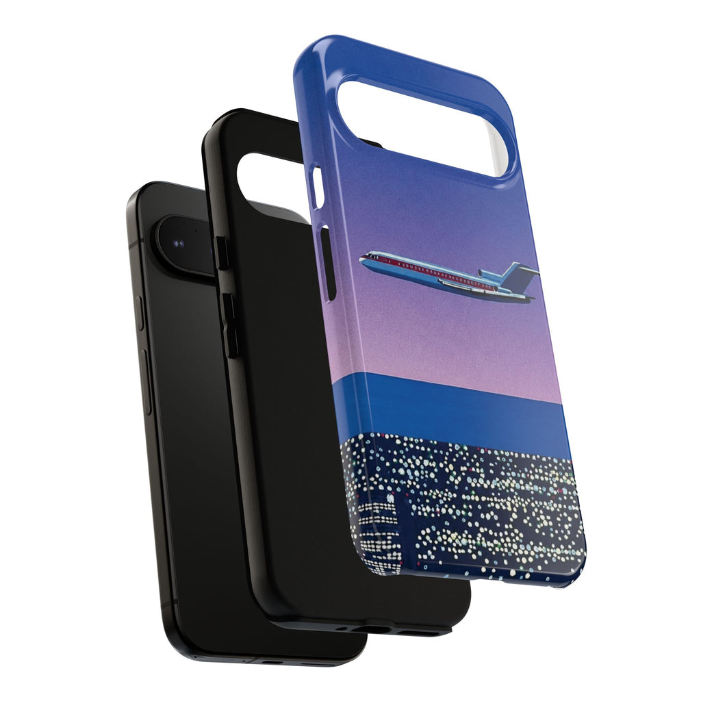 Retro Airplane Phone Case — Purple Night City Vintage Art