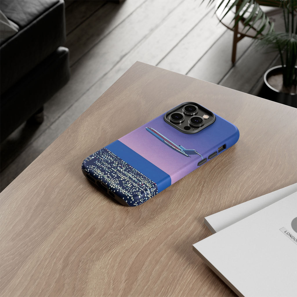 Retro Airplane Phone Case — Purple Night City Vintage Art