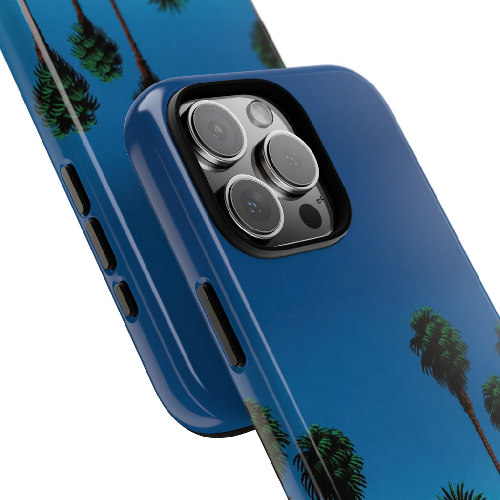 Beach House Phone Case — Pastel Palm Trees Cobalt Blue Sky