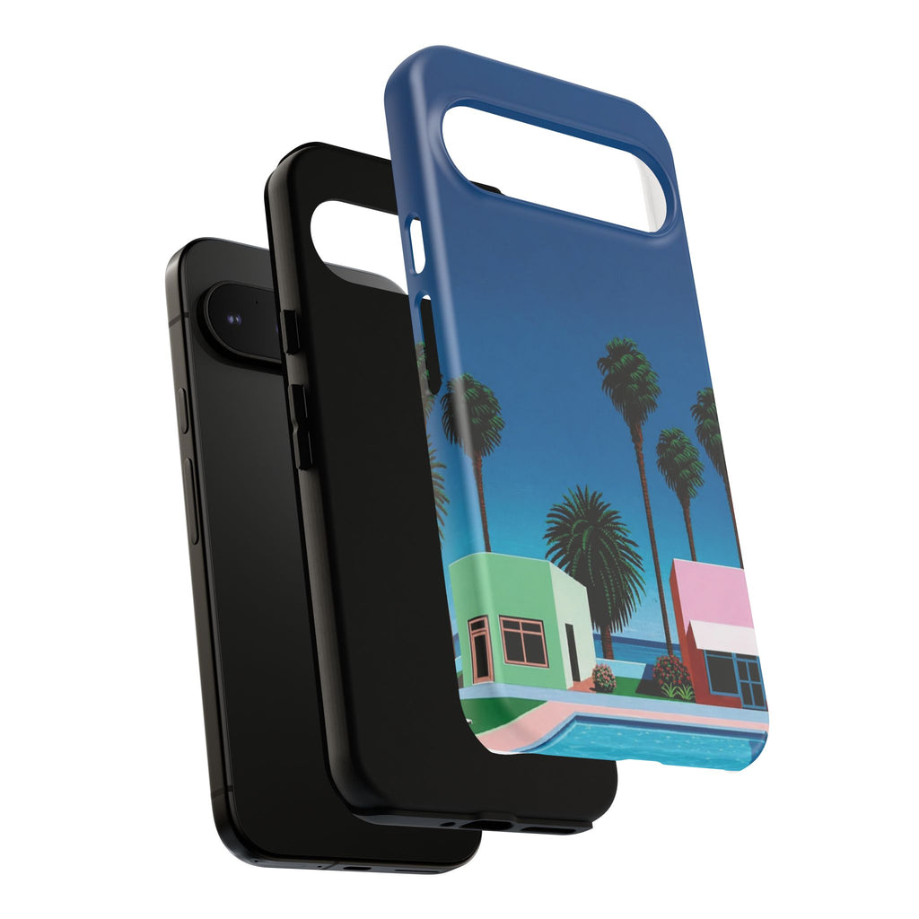 Beach House Phone Case — Pastel Palm Trees Cobalt Blue Sky