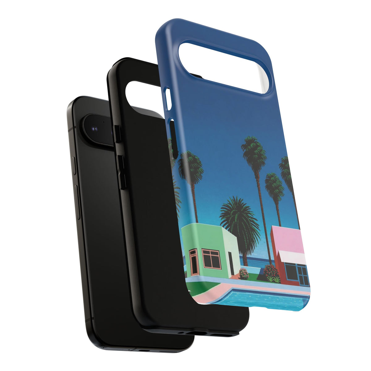 Beach House Phone Case — Pastel Palm Trees Cobalt Blue Sky
